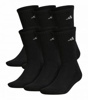 Adidas Socks 6 Pair Crew Shoe Size 6-12