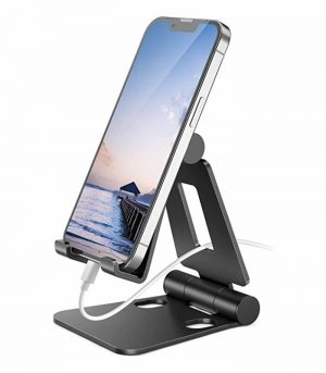 Nulaxy A4 Cell Phone Stand, Fully Foldable, Adjustable Desktop Phone Holder Cradle Dock Compatible with Phone 13 12 11 Pro Xs Xs Max Xr X 8, iPad Mini, Nintendo Switch, Tablets (7-10), All Phones