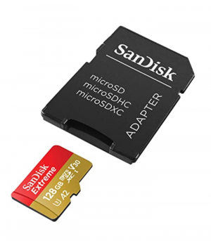SanDisk 128GB Extreme microSDXC UHS-I Memory Card with Adapter - Up to 160MBs, C10, U3, V30, 4K, A2, Micro SD - SDSQXA1-128G-GN6MA