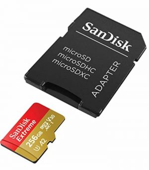 SanDisk 256GB Extreme Micro SDXC UHS-I Memory Card with Adapter - Up to 160MBs, C10, U3, V30, 4K, A2, Micro SD - SDSQXA1-256G-GN6MA