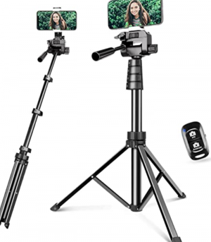 Torjim 62 Phone Tripod & Camera Tripod, Extendable Cell Phone Tripod Stand with Wireless Remote & Phone Holder, Compatible with iPhone & Android Phone, Camera