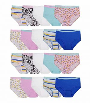 Fruit of the Loom Girls' Cotton Brief Underwear Multipacks, 20 Pack-Fashion Assorted