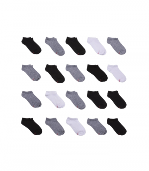 Hanes Boys' 20pk No Show Athletic Socks - Colors May Vary M