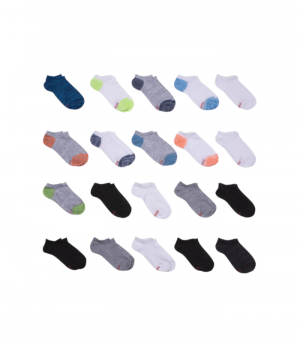 Hanes Boys' 20pk Super No Show Athletic Socks - Colors May Vary M