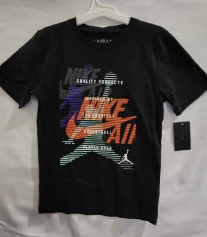 Junior Jordan Line Up Stack Black Tee ( Large )