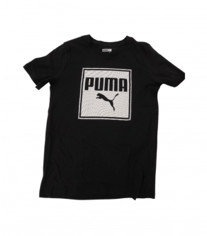 Puma Kids Unisex Black Graphic Tee Shirt - Small