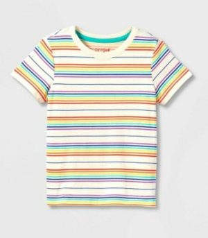 Toddler Boys' Rainbow Print Jersey Knit Short Sleeve T-Shirt - Cat & Jack™ CreamOff-White 5T