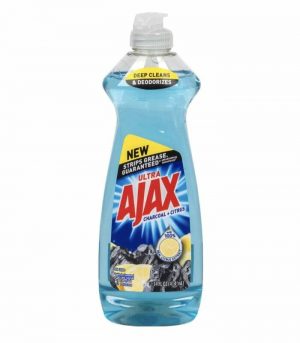 Ajax Ultra Charcoal + Citrus Dish Washing liquid deep cleans and deodorizes. It is formulated with a touch of charcoal and a clean citrus scent. It removes tough, baked-on food residue, soil and grease. This