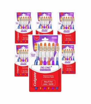 Colgate 6-pack Zigzag Anti-Bacterial Toothbrush- Memium (bundle 5+1) (1)