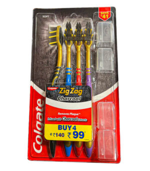 Colgate ZigZag Charcoal 4pcs Toothbrush Soft