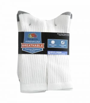 Fruit O.T Lm Crew Socks 6-12 6pk