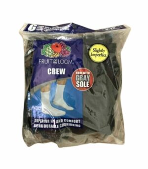 Fruit O.T Loom Crew Socks 6 pack 12-16 Black