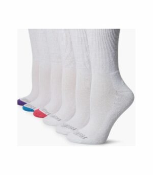 Fruit of the Loom Ladies Socks Ankle 6 pack 4-10 White