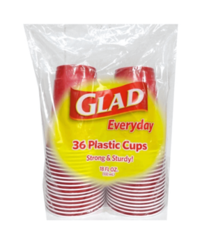 Glad Red Plastic Cups 36pieces 18oz ( Pack of 5 )