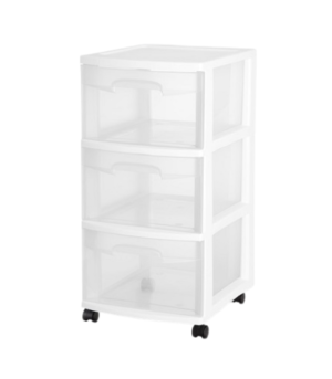 Sterilite 3 Drawer Cart with Wheels Medium White ( Pack of 2 )-Wheels